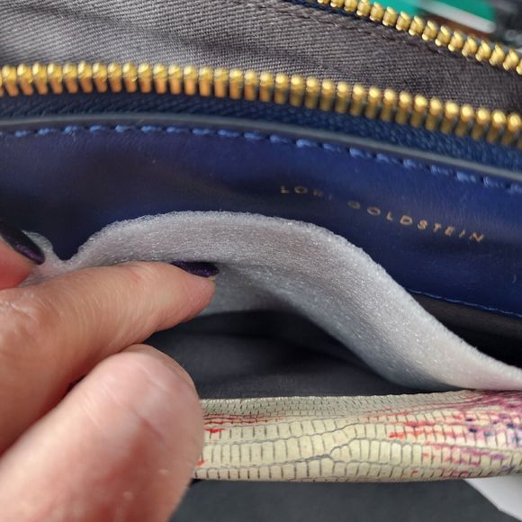 LOGO by Lori Goldstein NWT Leather Envelope Pouch with RFID Sea Blue - Picture 9 of 13